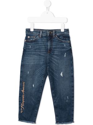 Emporio Armani Kids distressed straight-leg jeans - Blue