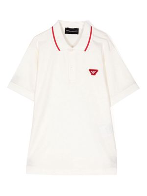 Emporio Armani Kids Eagle-appliqué jersey polo shirt - Neutrals