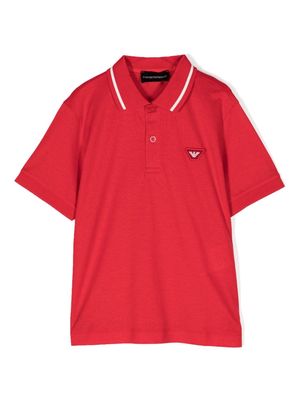 Emporio Armani Kids Eagle-appliqué jersey polo shirt - Red