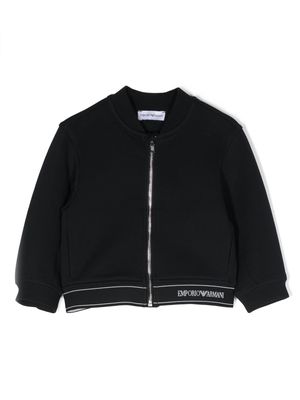 Emporio Armani Kids elastic logo bomber jacket - Blue