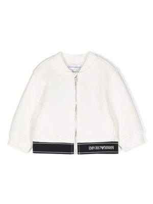Emporio Armani Kids elastic logo bomber jacket - White