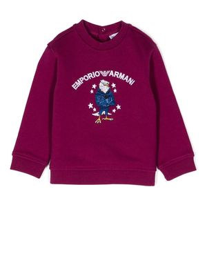 Emporio Armani Kids embroidered-eagle jumper - Purple