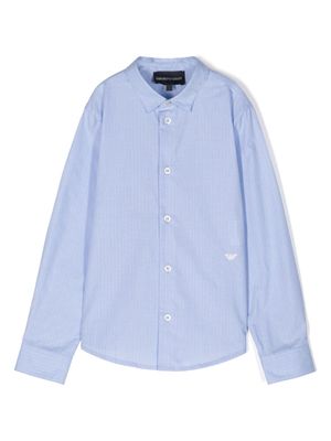 Emporio Armani Kids embroidered-logo cotton shirt - Blue