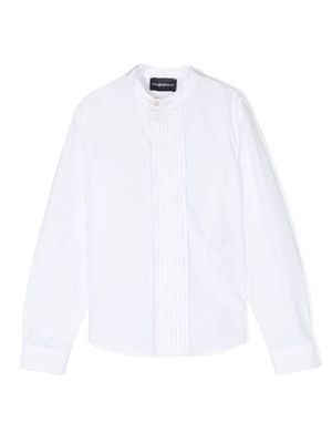 Emporio Armani Kids embroidered-logo cotton shirt - White