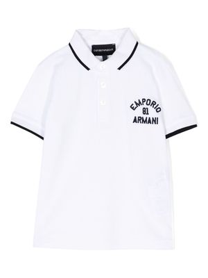Emporio Armani Kids embroidered-logo polo shirt - White