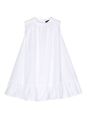 Emporio Armani Kids embroidered-logo sleeveless dress - White