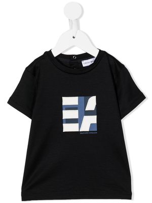 Emporio Armani Kids embroidered-logo T-shirt - Black