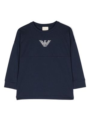 Emporio Armani Kids faded-effect logo-print sweatshirt - Blue