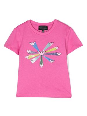 Emporio Armani Kids graphic logo-print T-shirt - Pink