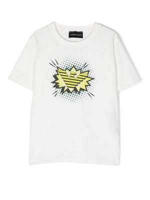 Emporio Armani Kids graphic logo-print T-shirt - White