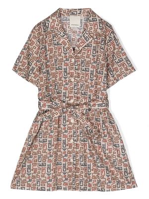 Emporio Armani Kids graphic-print belted dress - Brown