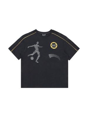 Emporio Armani Kids graphic-print cotton T-shirt - Black