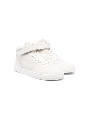 Emporio Armani Kids high-top leather sneakers - White