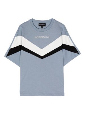 Emporio Armani Kids horizontal stripe print T-shirt - Blue