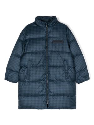 Emporio Armani Kids houndstooth-print quilted jacket - Blue