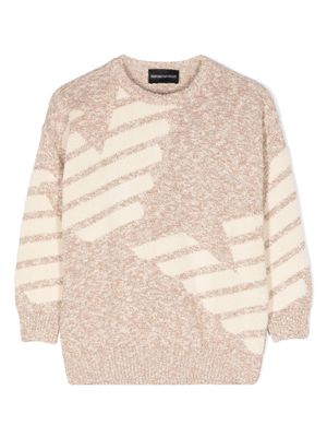 Emporio Armani Kids intarsia-knit logo jumper - Neutrals