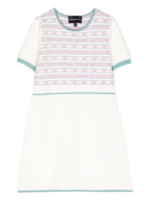 Emporio Armani Kids intarsia-knit logo midi dress - White