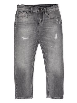 Emporio Armani Kids J75 distressed denim jeans - Black