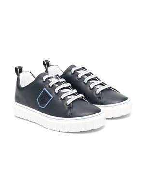 Emporio Armani Kids leather lo-top sneakers - Blue
