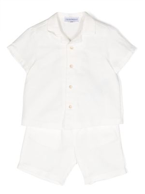 Emporio Armani Kids linen flax-cotton-blend shorts - White