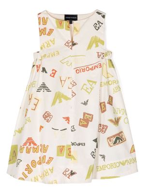 Emporio Armani Kids log-print A-line dress - Neutrals