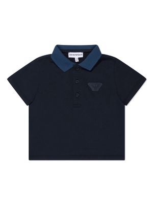 Emporio Armani Kids logo-appliqué cotton polo shirt - Blue