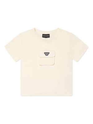 Emporio Armani Kids logo-appliqué cotton shirt - Neutrals