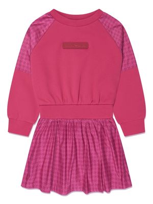 Emporio Armani Kids logo-appliqué houndstooth dress - Pink