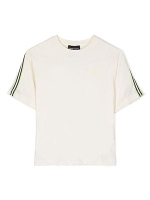 Emporio Armani Kids logo-appliqué striped cotton T-shirt - Neutrals