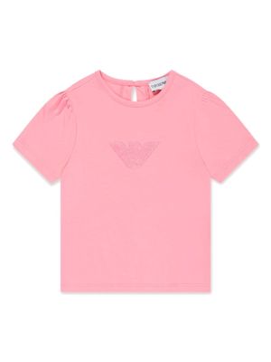 Emporio Armani Kids logo-appliquéd cotton top - Pink