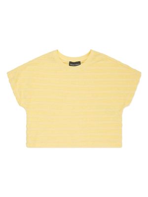 Emporio Armani Kids logo-debossed striped T-shirt - Yellow