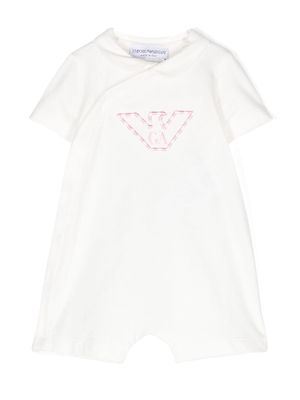 Emporio Armani Kids logo-embossed cotton shortie - Neutrals