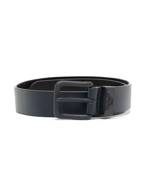 Emporio Armani Kids logo-embossed leather belt - Black
