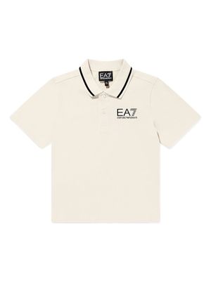 Emporio Armani Kids logo-embossed piqué polo shirt - Neutrals