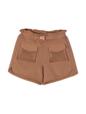 Emporio Armani Kids logo-embroidered belted shorts - Brown