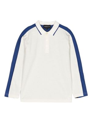 Emporio Armani Kids logo-embroidered colour-block polo shirt - White