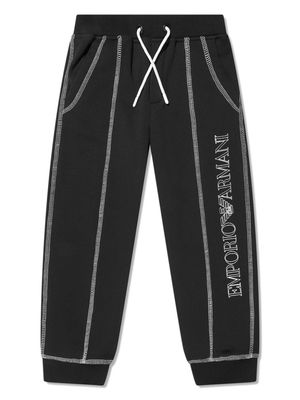Emporio Armani Kids logo-embroidered cotton-blend pants - Black