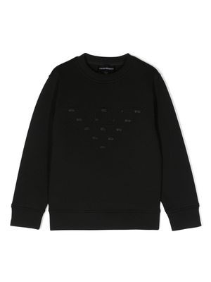 Emporio Armani Kids logo-embroidered cotton-blend sweatshirt - Black