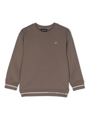 Emporio Armani Kids logo-embroidered cotton-blend sweatshirt - Brown