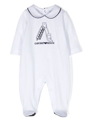 Emporio Armani Kids logo-embroidered cotton bodysuit - White