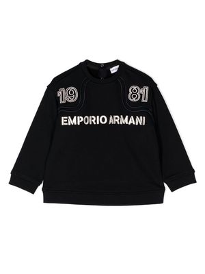 Emporio Armani Kids logo-embroidered cotton jumper - Blue