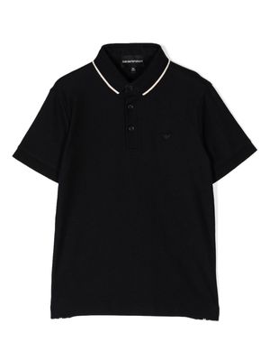 Emporio Armani Kids logo-embroidered cotton polo shirt - Black