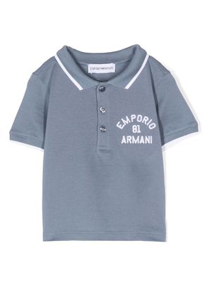 Emporio Armani Kids logo-embroidered cotton polo shirt - Blue