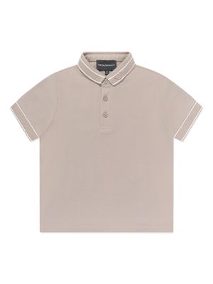 Emporio Armani Kids logo-embroidered cotton polo shirt - Neutrals