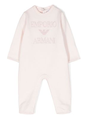 Emporio Armani Kids logo-embroidered cotton romper - Pink