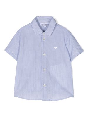 Emporio Armani Kids logo-embroidered cotton shirt - Blue