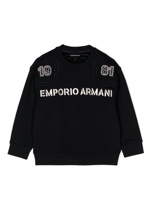 Emporio Armani Kids logo-embroidered cotton sweatshirt - Blue