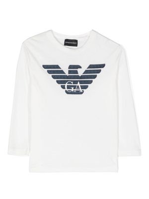 Emporio Armani Kids logo-embroidered cotton sweatshirt - White