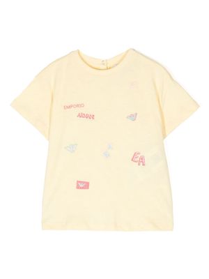 Emporio Armani Kids logo-embroidered cotton T-shirt - Yellow