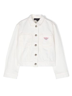 Emporio Armani Kids logo-embroidered denim jacket - Neutrals